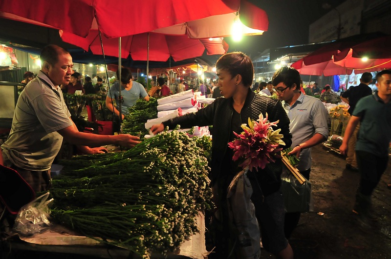Những địa điểm đi chơi buổi tối ở Hà Nội Chợ hoa Quảng Bá